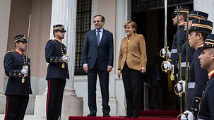 Chancellor Angela Merkel and Greek Prime Minister Antonis Samaras