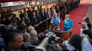La chancelière fédérale Angela Merkel lors de son point de presse