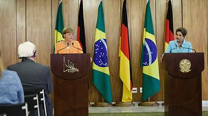 Merkel and Rousseff at the closing press conference