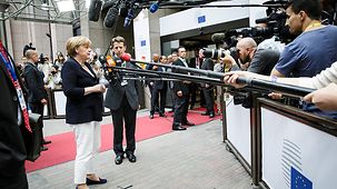 Pressestatement Bundeskanzlerin Angela Merkel in Brüssel.