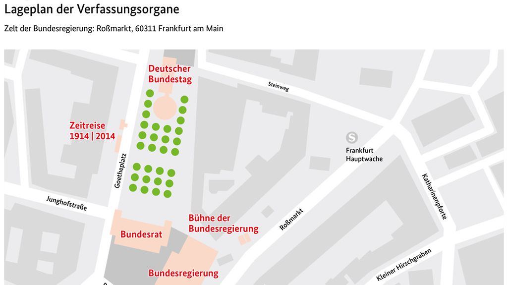 Lageplan "Tag der Deutschen Einheit" in Frankfurt Main
