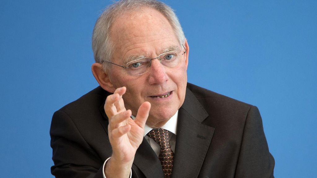 Wolfgang Schäuble, Bundesminister der Finanzen, während einer Pressekonferenz