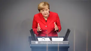 Chancellor Angela Merkel speaks in the German Bundestag.