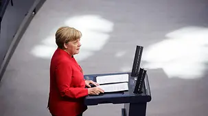 Chancellor Angela Merkel speaks in the German Bundestag.