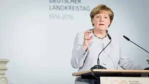 Chancellor Angela Merkel at the official ceremony to mark the centenary of the German Association of District Authorities