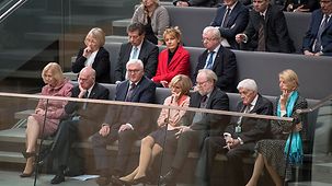 Federal President Frank-Walter Steinmeier sits in the visitors' gallery in the German Bundesstag.