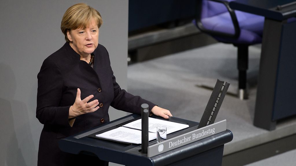 Bundeskanzlerin Angela Merkel in der Generaldebatte zum Bundeshaushalt.