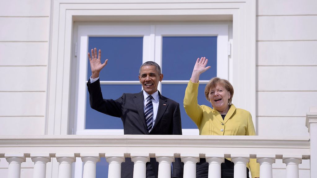 Bundeskanzlerin Angela Merkel und US-Präsident Barack Obama im Schloss Herrenhausen