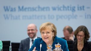 Bundeskanzlerin Merkel bei ihrer Rede.