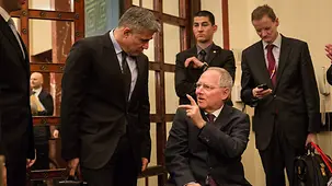 Finanzminister Wolfgang Schäuble und der israelische Finanzminister Yair Lapid.