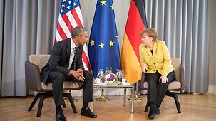 Entretien bilatéral de la chancelière allemande et du président américain