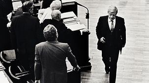 After the collapse of the socialist-liberal coalition, the CDU/CSU and FDP tabled a vote of no confidence in Chancellor Helmut Schmidt in the German Bundestag; Helmut Schmidt lost the vote.