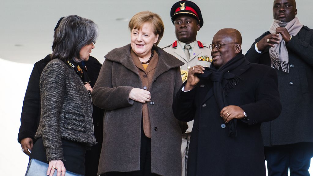 Bundeskanzlerin Angela Merkel mit dem Präsidenten der Republik Ghanas, Nana Addo Dankwa Akufo-Addo.
