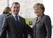 Medwedew und Merkel