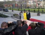 Arrival of the Danish Prime Minister Anders Fogh Rasmussen and his wife Anne-Mette Rasmussen at the Kurhaus in Baden-Baden