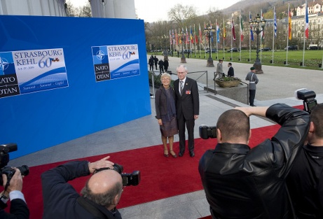 Arrival of the Belgian Prime Minister Herman Van Rompuy and his wife Geertrui Windels at the Kurhaus in Baden-Baden