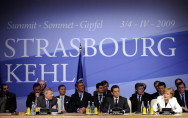 Tour de table: Working session of the North Atlantic Council with NATO Secretary General Jaap de Hoop Scheffer, the French President Nicolas Sarkozy and Chancellor Angela Merkel
